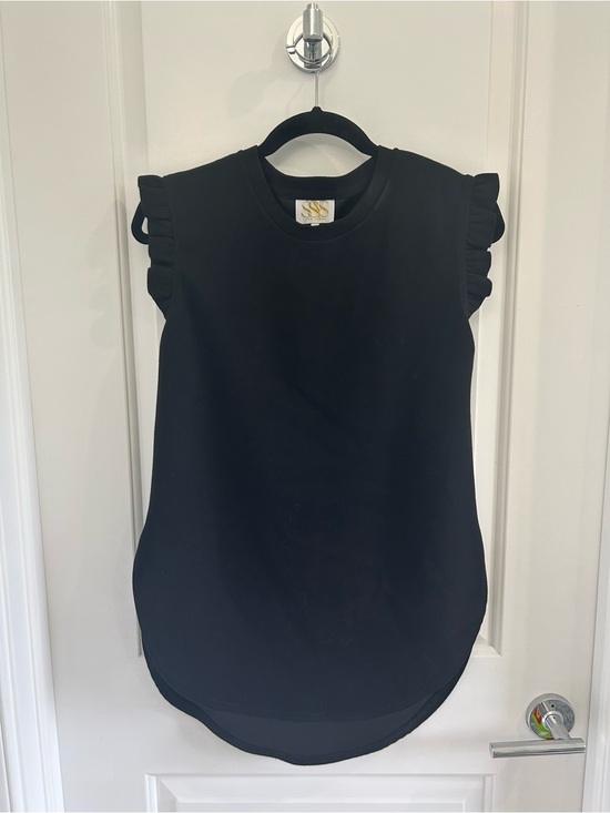 SSYS Tops - SSYS Sleeveless Ruffle Shoulder Scuba Top - Black